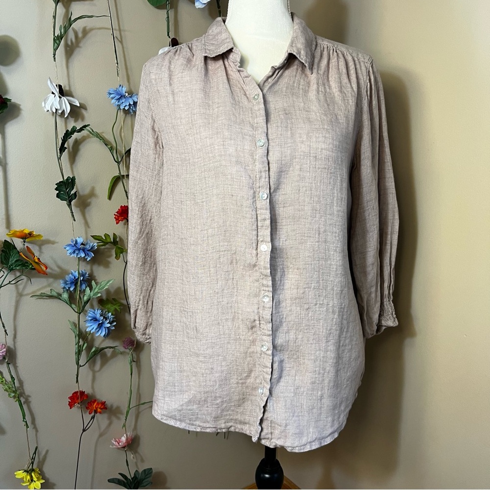 Sigrid Olsen women’s 100% Linen Button Front Top, Medium